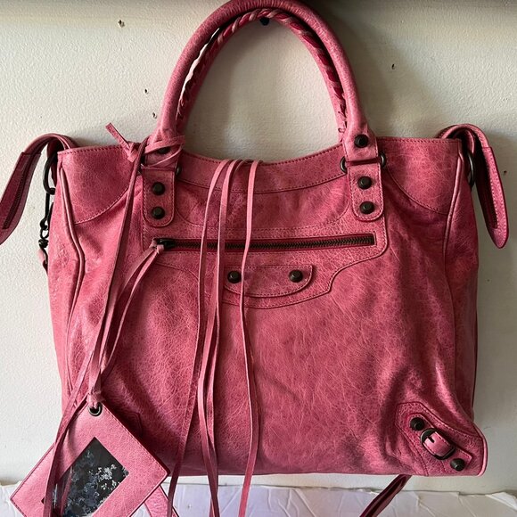 Y2K BALENCIAGA VELO CLASSIC PIVIONE PINK LAMBSKIN SATCHEL BAG - Picture 1 of 15